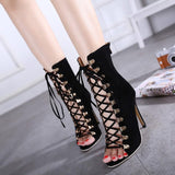 Lace Up Stiletto Heels