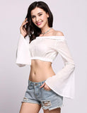 Statement Sleeve Off The Shoulder Crop Top