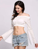 Statement Sleeve Off The Shoulder Crop Top