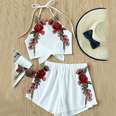 Embroidered Vintage Two-Piece Set