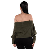 Olive Off Shoulder Knitted Sweater