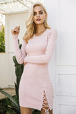 Lace Slit Knit Sweater Dress