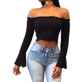 Off Shoulders Statement Sleeve Crop