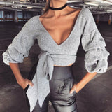 Knitted Fitted Crop Top Sweater