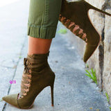 Faux Suede Cross-tied High Heels