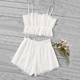 Sexy Lace Trim Cami Two-Piece Set